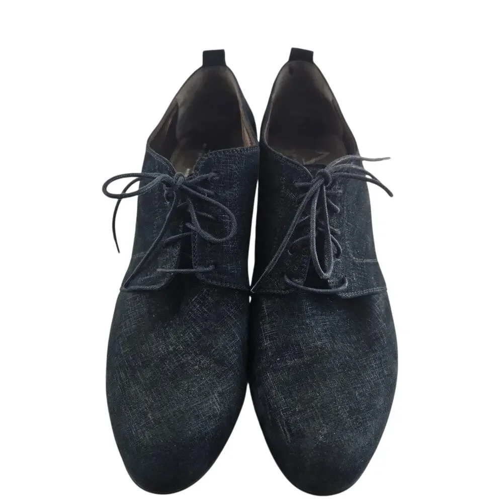AGL Attilio Giusti Leombruni Heels Black Suede Lace Up Preppy Womens 11 41 Italy